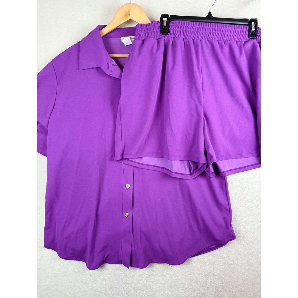 Karen T. Design Purple Outfit Set Womens 3X Short Sleeve Shirt Shorts 9338-SS